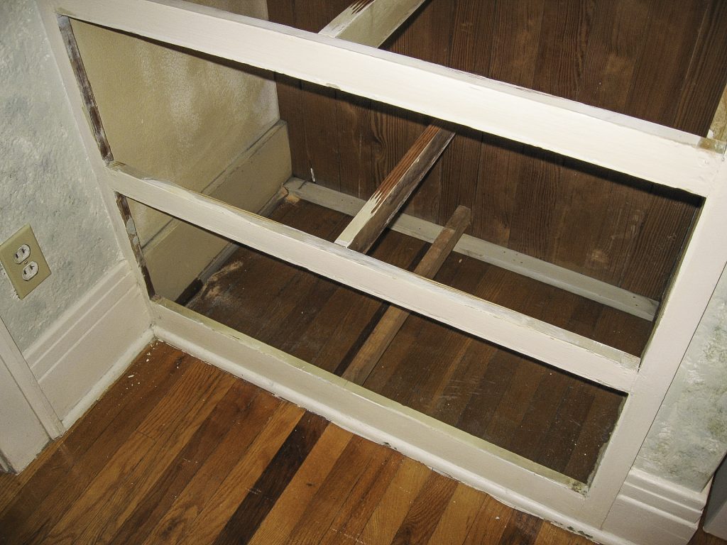 Original floor beneath built in