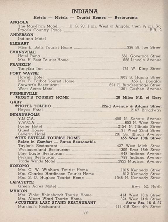 1960 Green Book Indiana Excerpt