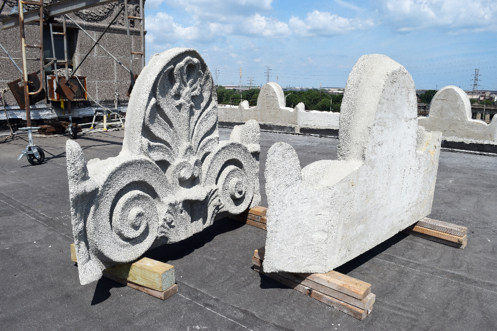 Gary City Hall parapet pieces