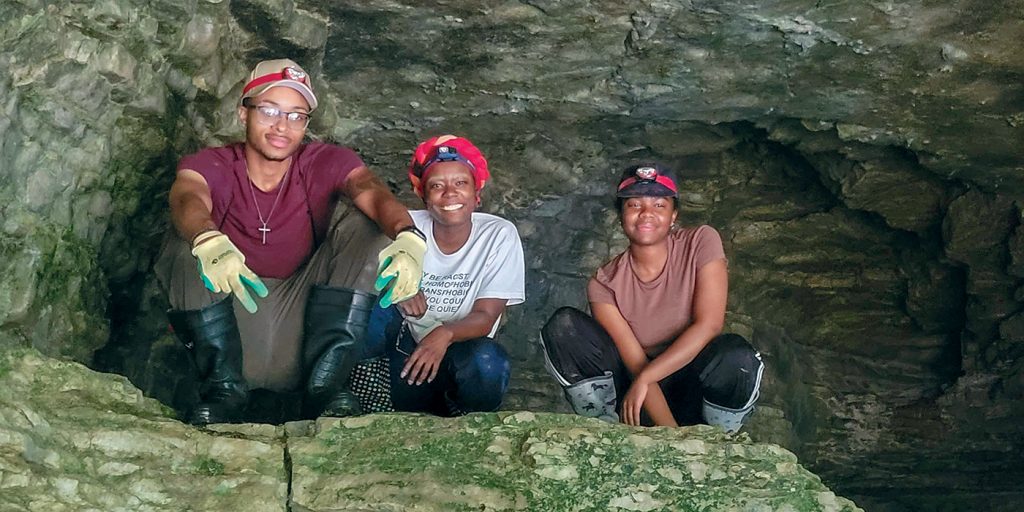 Black Heritage Preservation Program interns at Boones Cave
